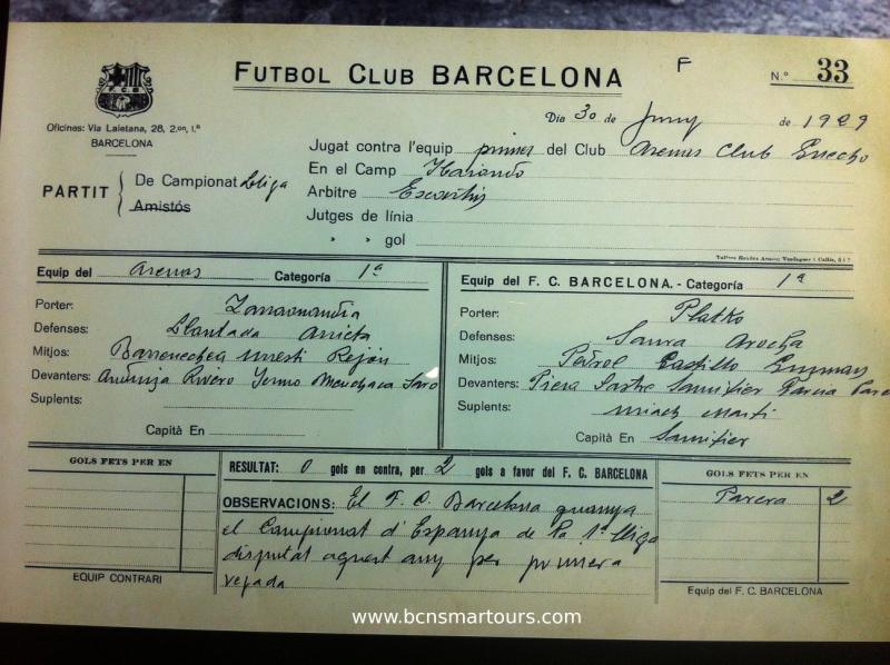 Documento acreditativo 1a. liga FCBarcelona